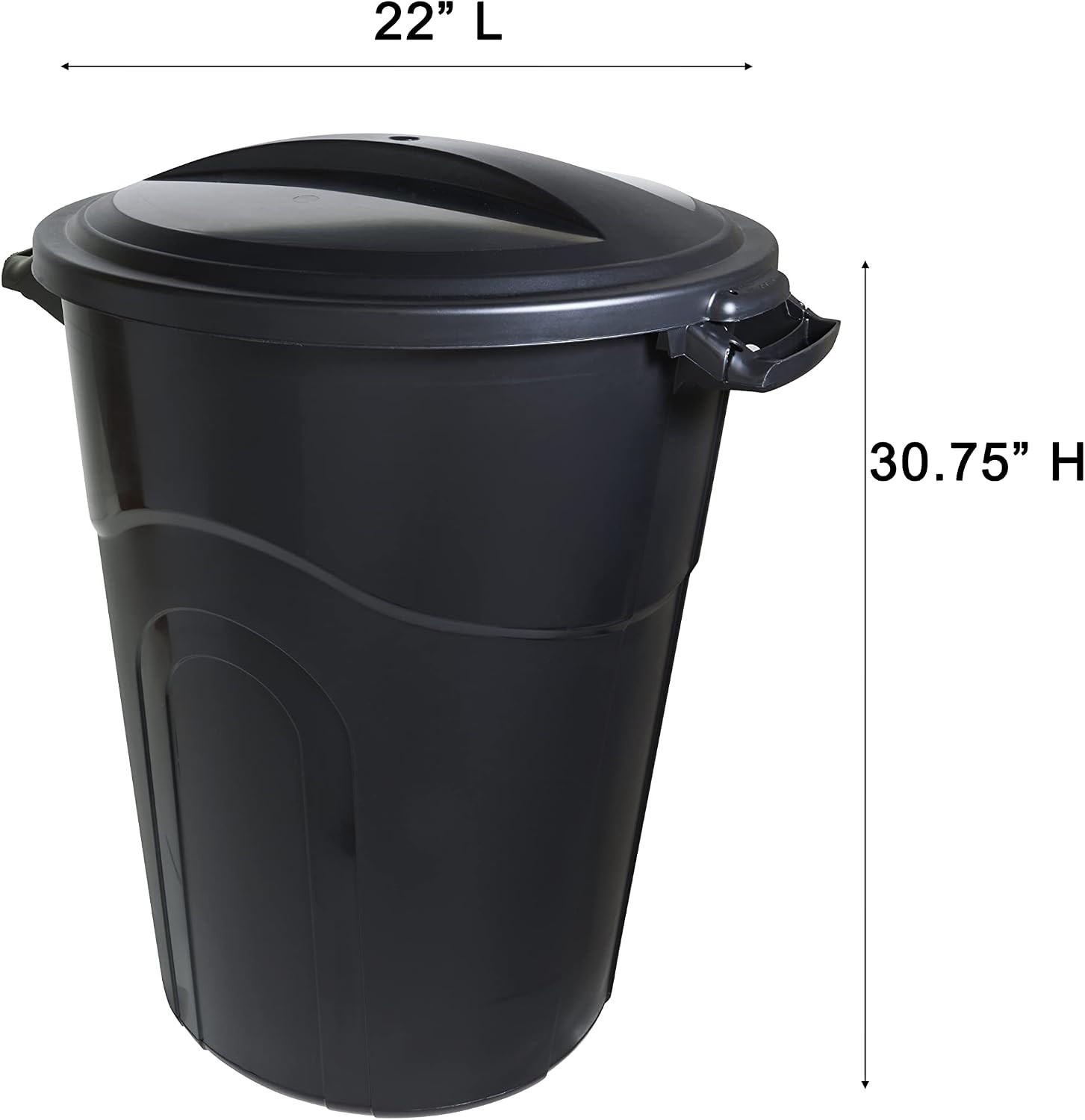 United Solutions 32 Gallon Outdoor Garbage Can, Black, Easy to Carry Garbage Can gallery
