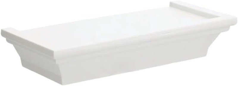 White Plastic Floating Shelf. 8.6 inches x 4 Inches. Holds Up to 5 Pounds. gallery