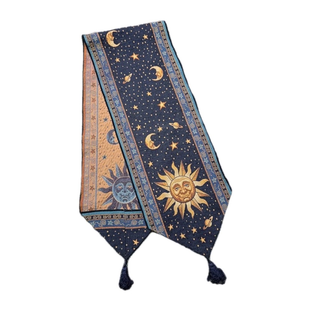 Vintage Celestial Table Runner Sun Moon And Stars 90s Wimsygoth Tassel