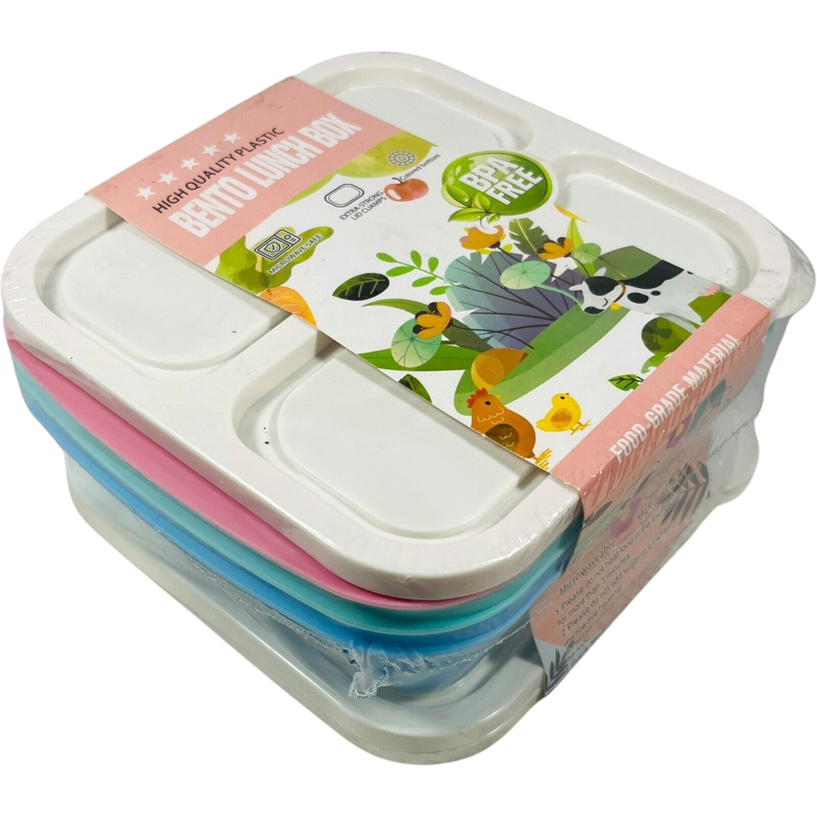 High Quality Plastic Bento Lunch Box 4 Pack BPA FREE Food Grade Material gallery