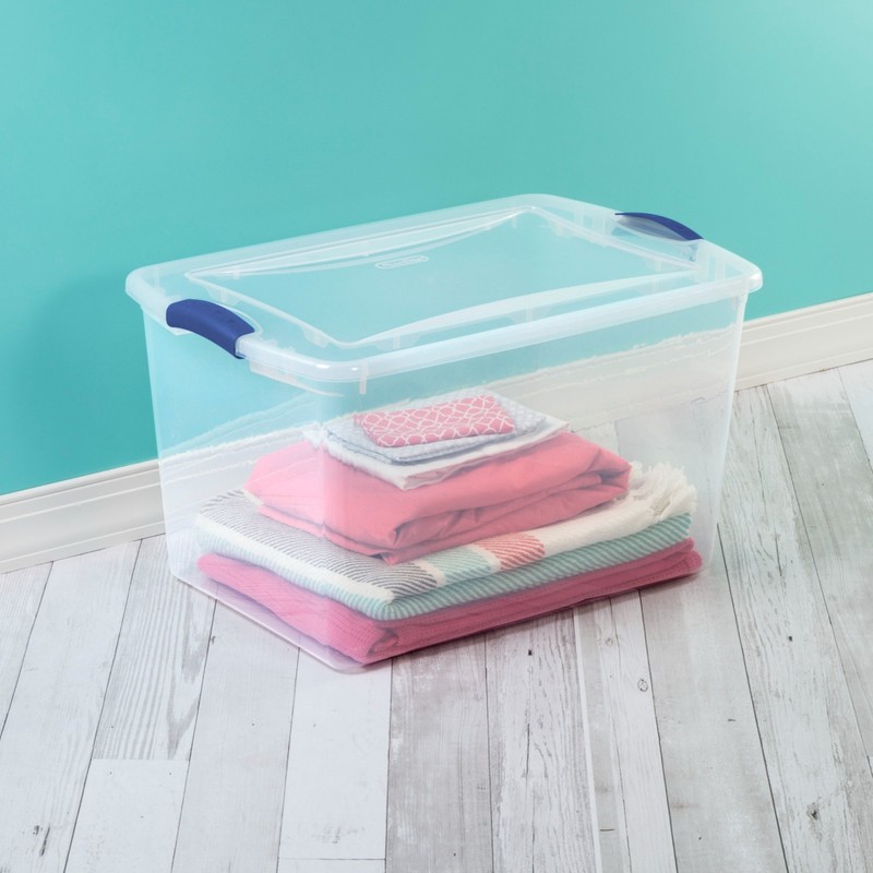 (6 pack) Sterilite Large Storage Bin, 66 Quart Clear Plastic Storage Container gallery