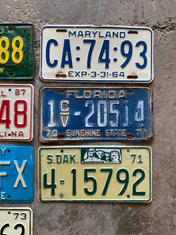 Vintage Craft Mixed State Decorator Flea Market License Plate Lot 1963 to 1994 gallery