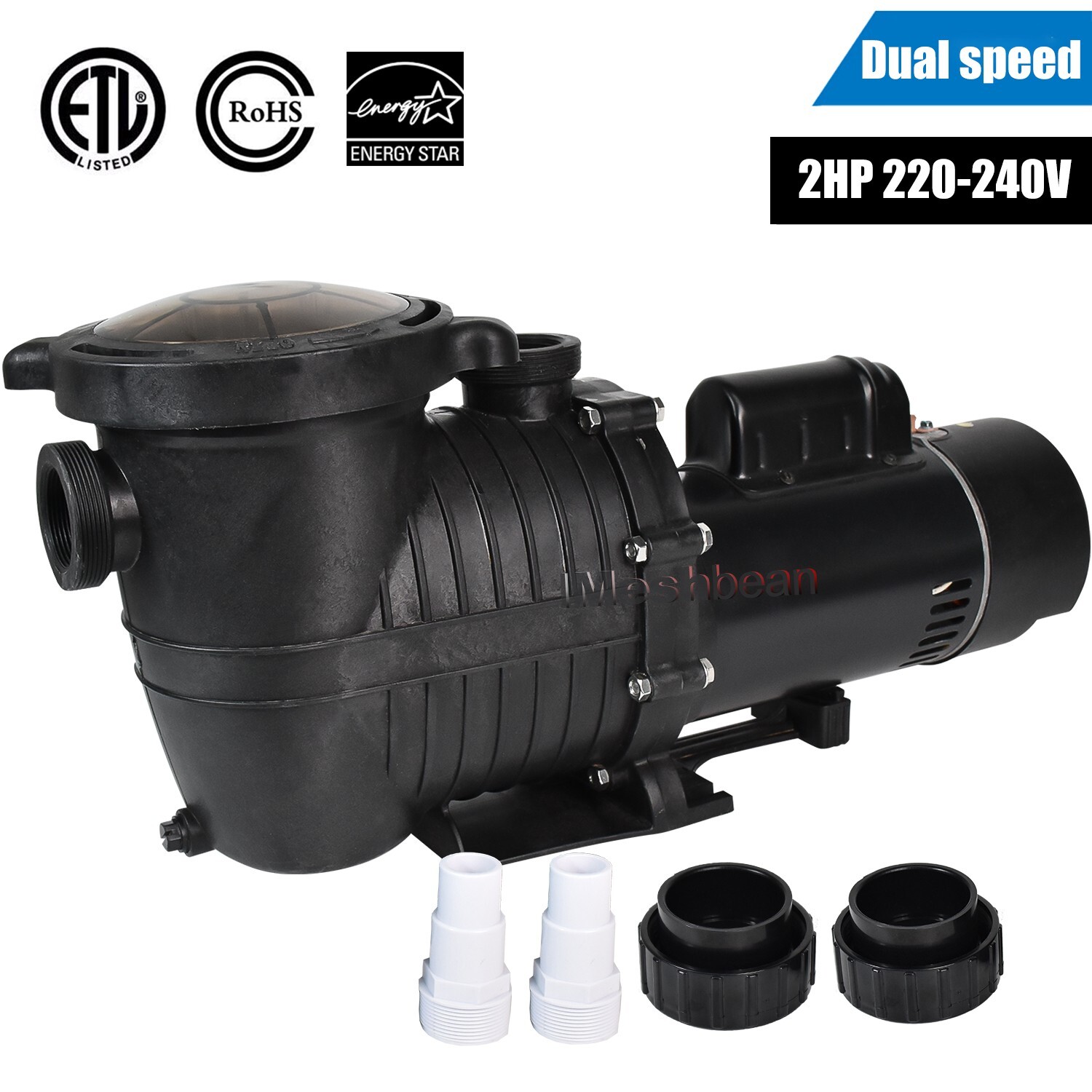 2HP Above/Inground Pool Pump Motor,2 Speed 92/44 GPM 79FT Hmax 1.5in NPT 230V gallery