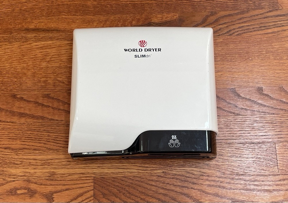 WORLD DRYER SLIMdri AUTOMATIC HAND DRYER WHITE ALUMINUM L-974A SURFACE MOUNTED