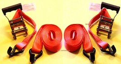 TWO(2x) Ratchet Tie Down Straps Cargo Truck Dual J-Hooks Heavy Duty 15′ x 1.5″