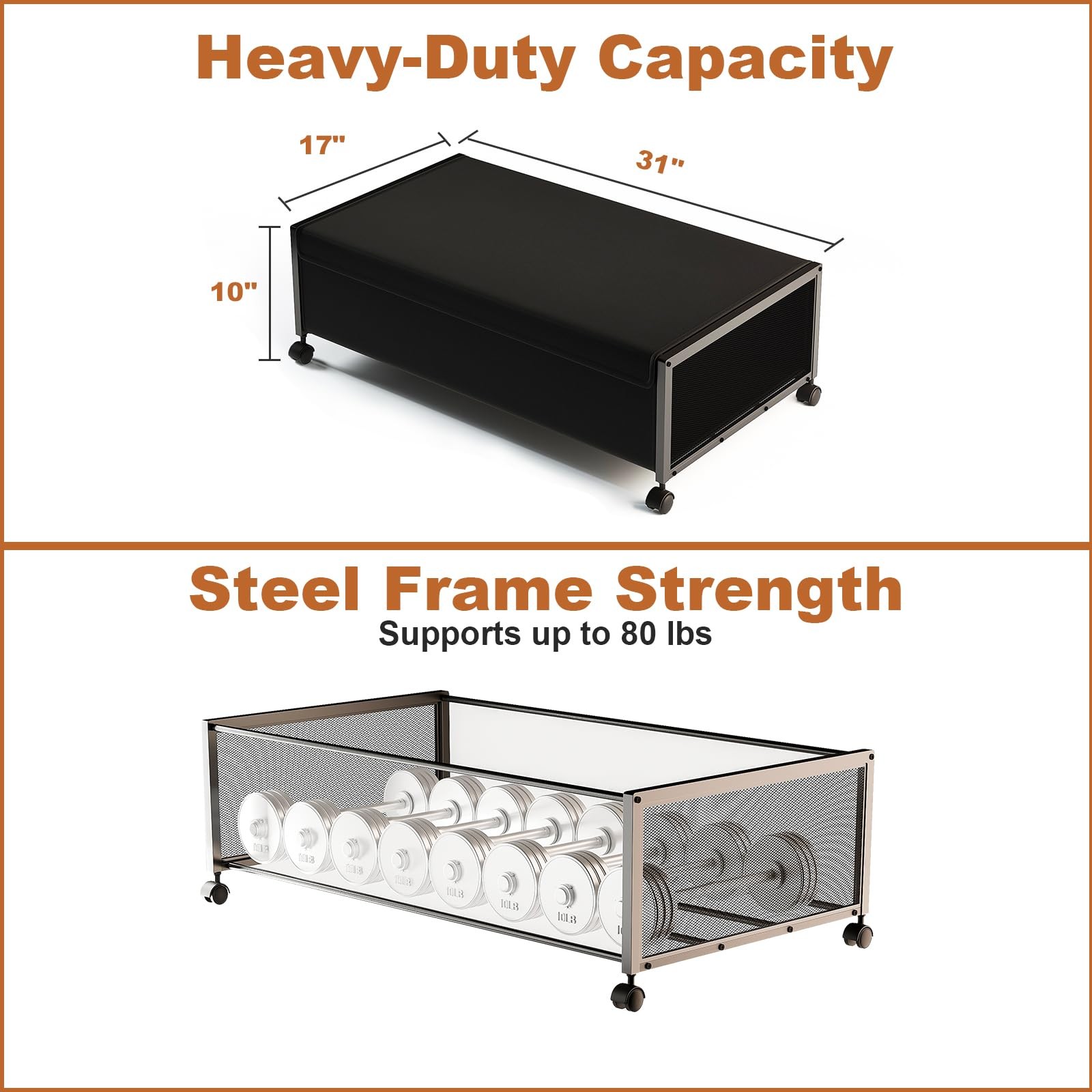 2 Pack Under the Bed Storage Containers,10 inch Height Under Bed Shoe Storage... gallery