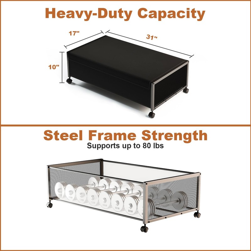 2 Pack Under the Bed Storage Containers,10 inch Height Under Bed Shoe Storage... gallery