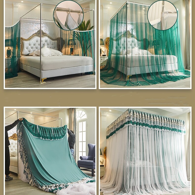 Double Layers Mosquito Net Bed Netting Embroidered Bed Curtain Drapes With Tubes gallery