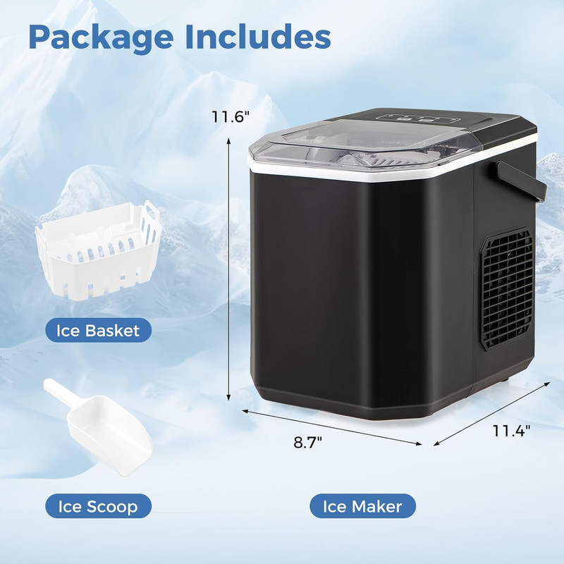 Countertop Ice Maker with Self-Cleaning, 9 Ice Cubes Ready in 6-13 Mins, 26.5Lbs gallery