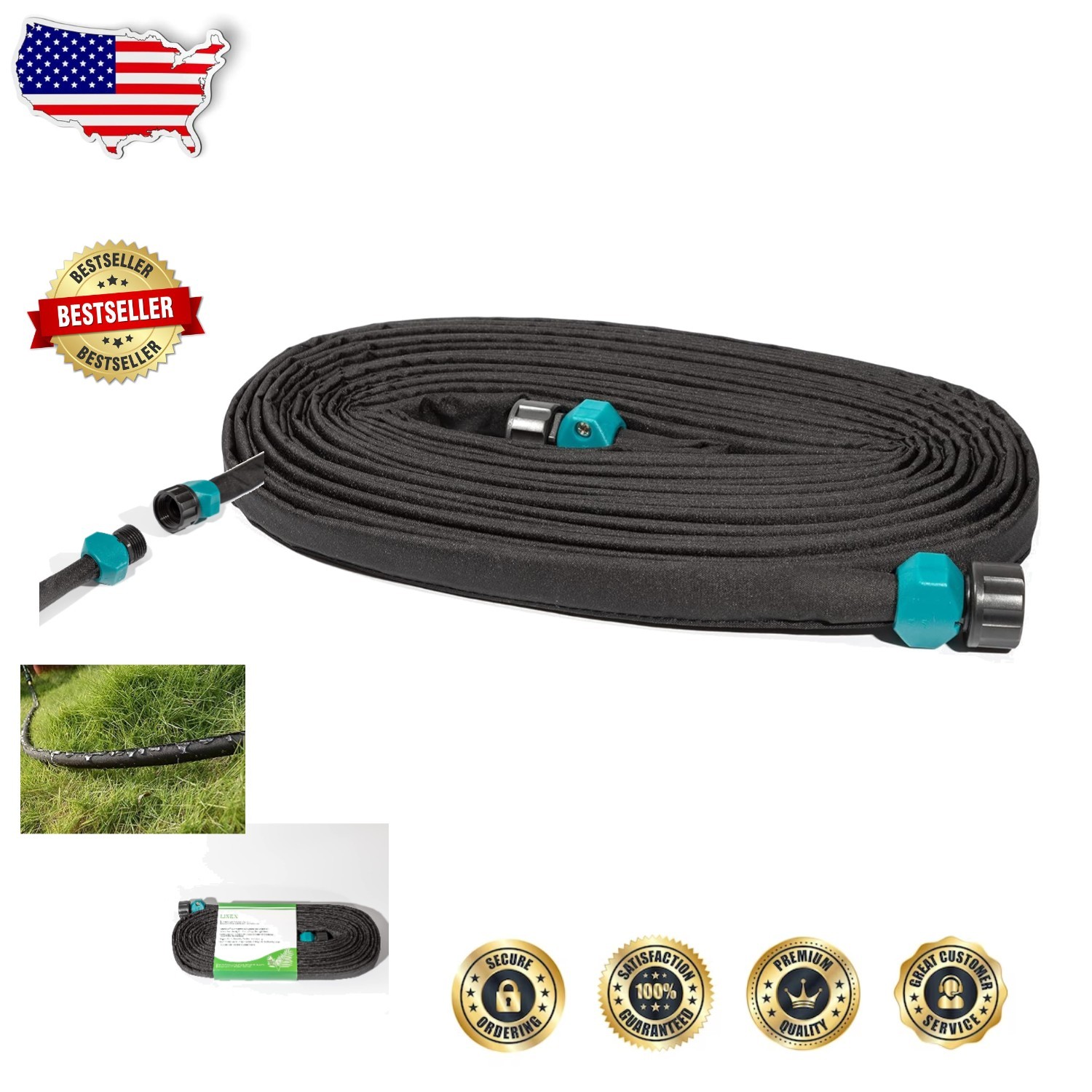 Durable 75ft Flat Soaker Hose 2 Pack Vinyl Kink Resistant Garden Irrigation gallery