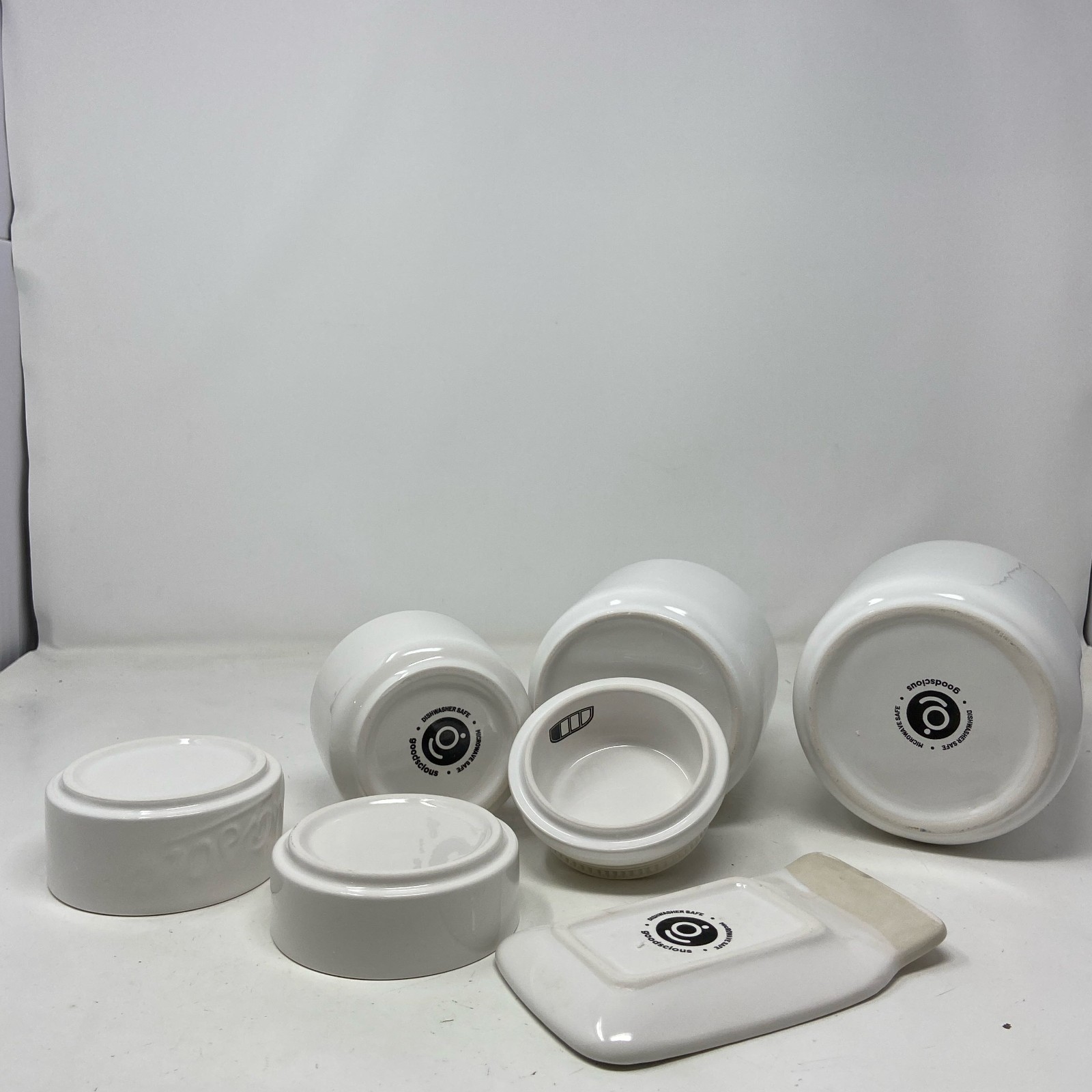 Goodscious Mason Jar Ceramic Kitchen Set, White, 17-Pc Bundle Parts gallery