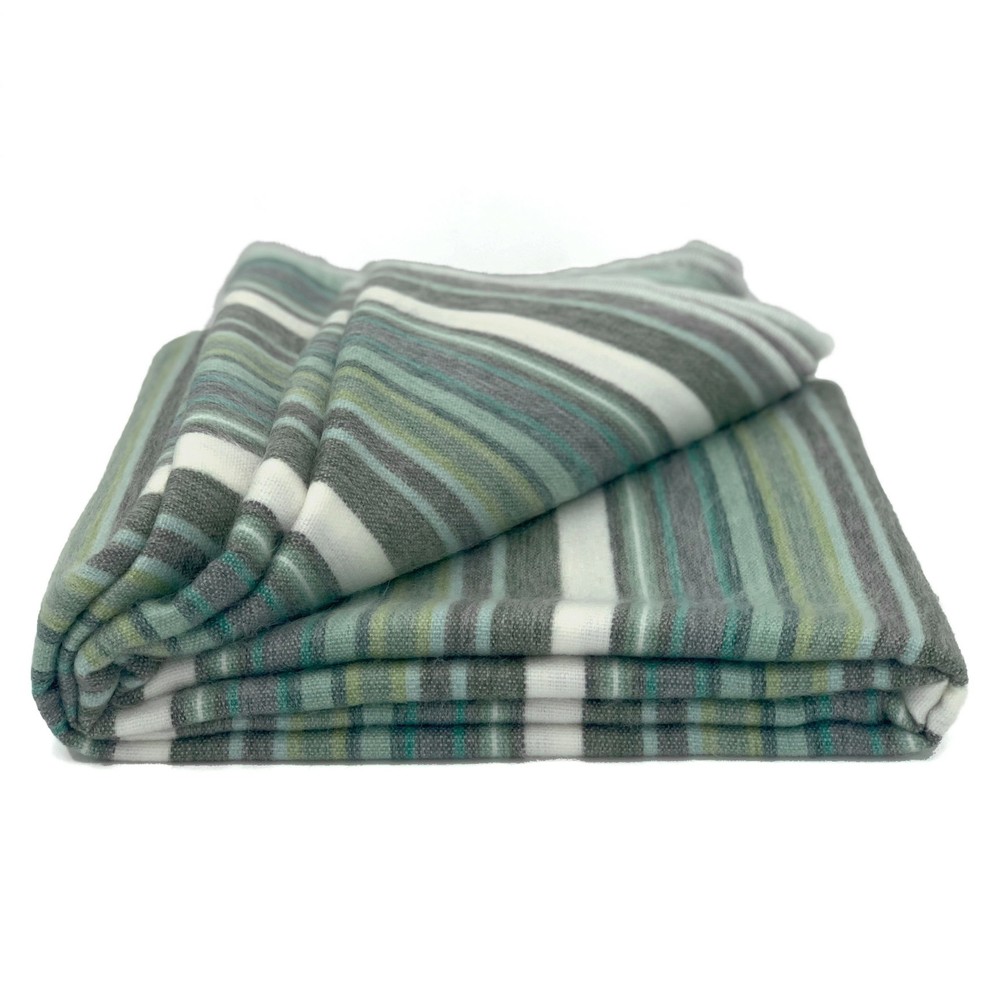 SOFT & WARM STRIPED ALPACA LLAMA WOOL THROW BLANKET 95"x67" QUEEN GREEN