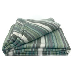 SOFT & WARM STRIPED ALPACA LLAMA WOOL THROW BLANKET 95″x67″ QUEEN GREEN