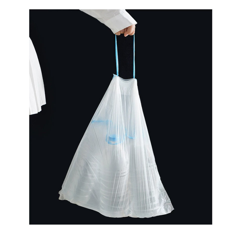 1 Roll 40Pcs Thickened Drawstring White Trash Bags – Heavy Duty for Home gallery