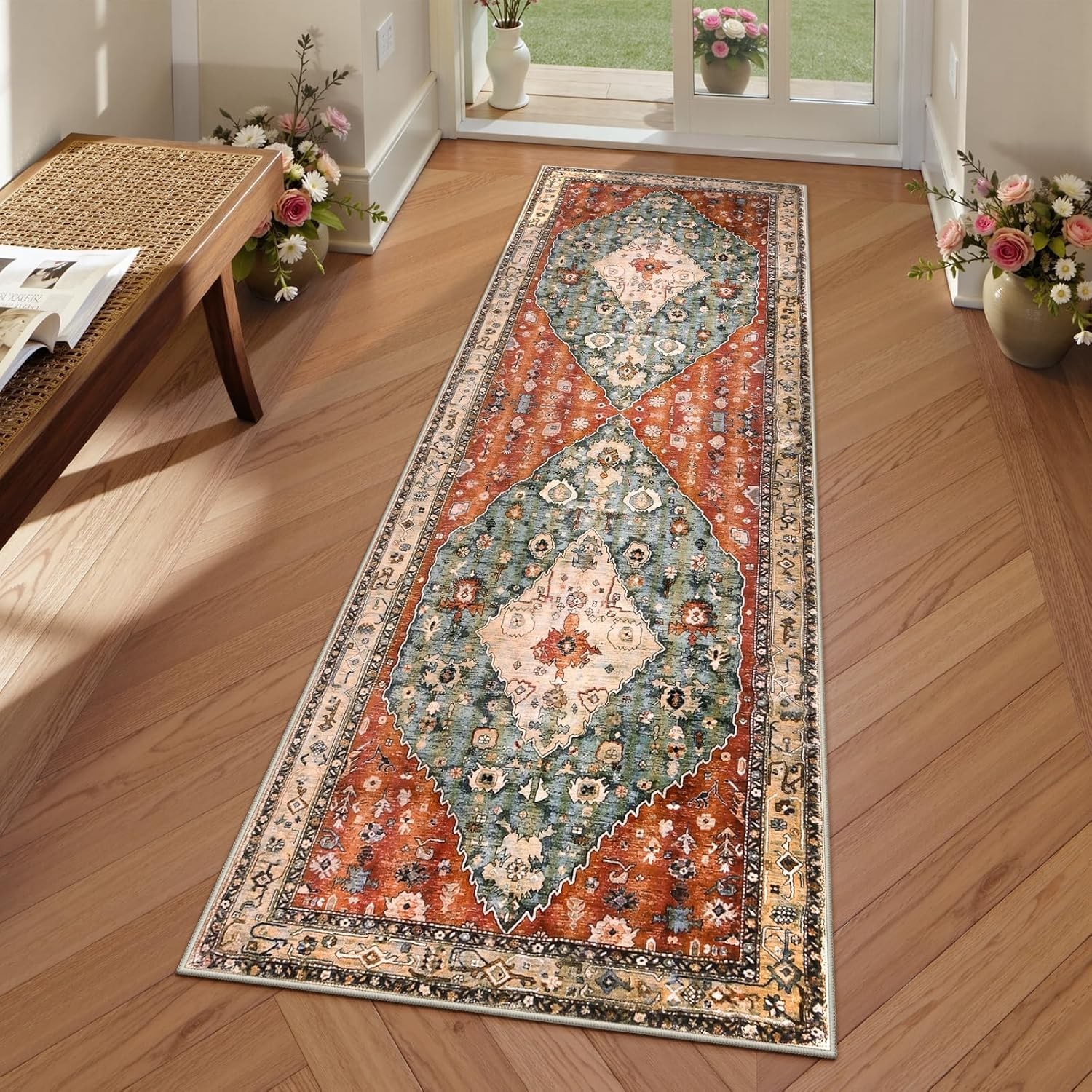 Boho Washable Runner Rug 2x6ft - Non Slip Hallway Carpet gallery