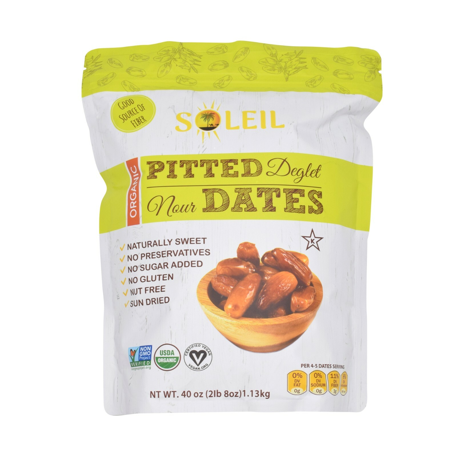 40oz ORGANIC PITTED DEGLET NOUR DATES /CERTIFIED ORGANIC/ NON-GMO/VEGAN/KOSHER gallery