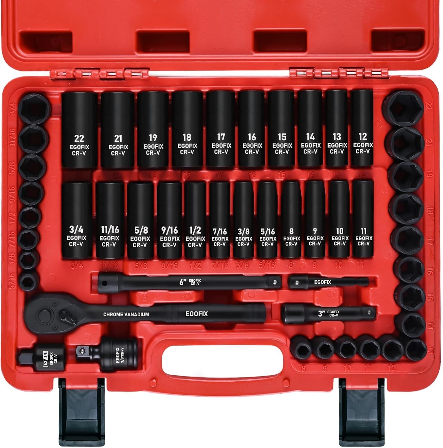 3/8 In. 50 Piece Milwaukee 6 Point Impact Socket Ratchet Drive and Metric Set gallery