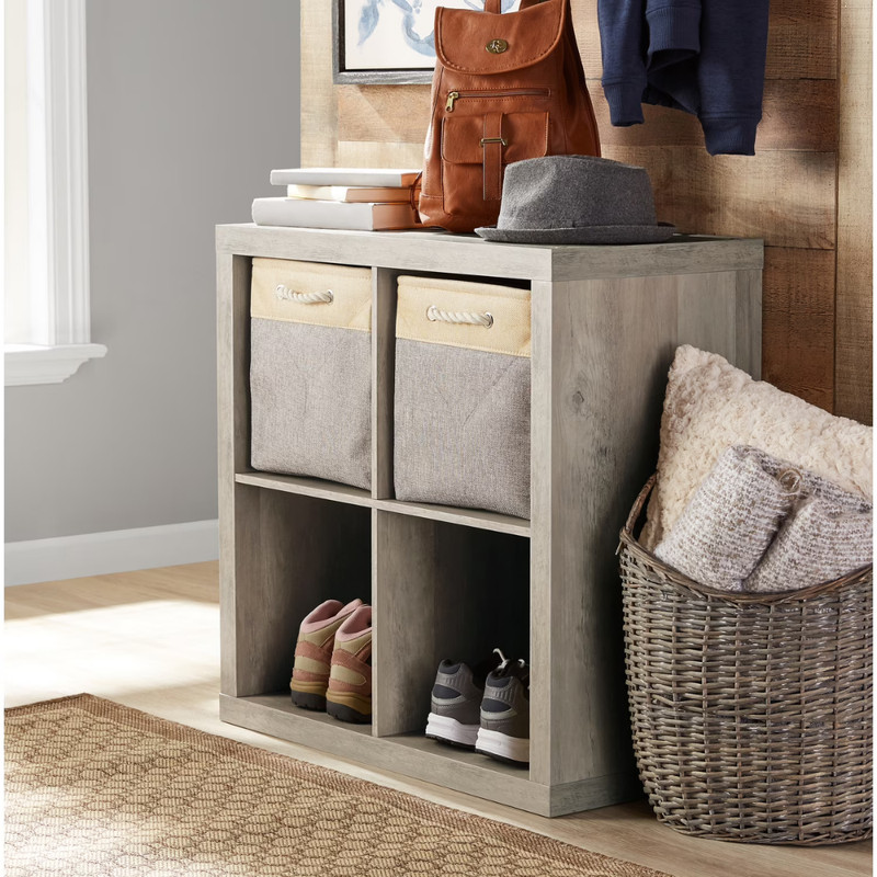 Better Homes & Gardens 4-Cube Storage Organizer, Rustic Gray Wood Display Shelf gallery