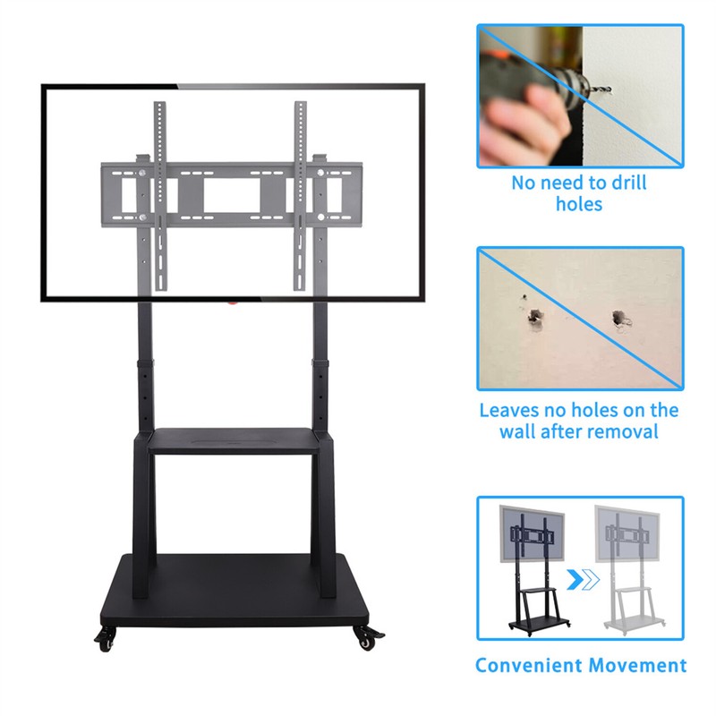 Mobile Rolling TV Stand Cart with Lockable Wheels and Shelf for 32-100'' Flat TV gallery