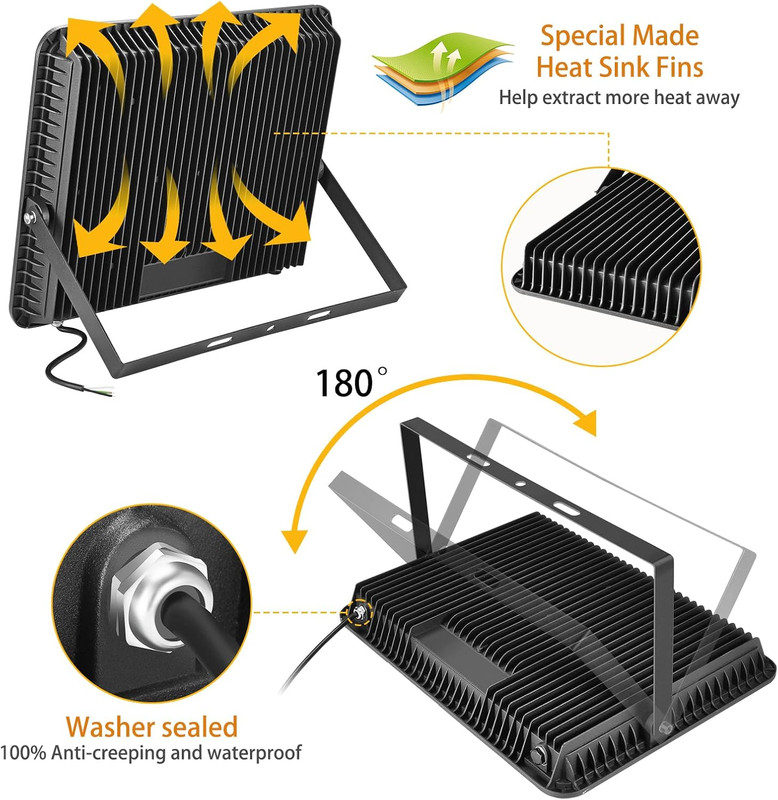 300W LED Flood Light (2000W Equivalent), Super Bright 42,500LM 5000K Daylight IP gallery