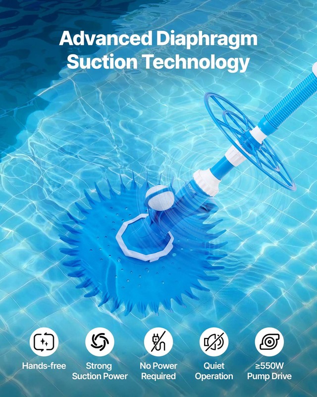 VEVOR Suction Pool Cleaner Vacuum Cleaner 12 Hoses for In/Above-ground Pool gallery