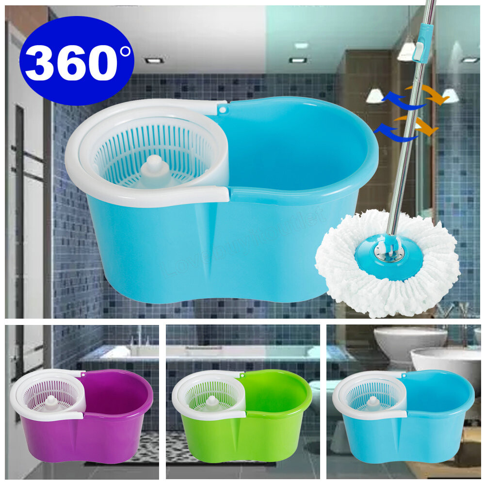Easy Wring Spin Mop&Bucket System 2 Microfiber Mop Head Blue Green Purple gallery