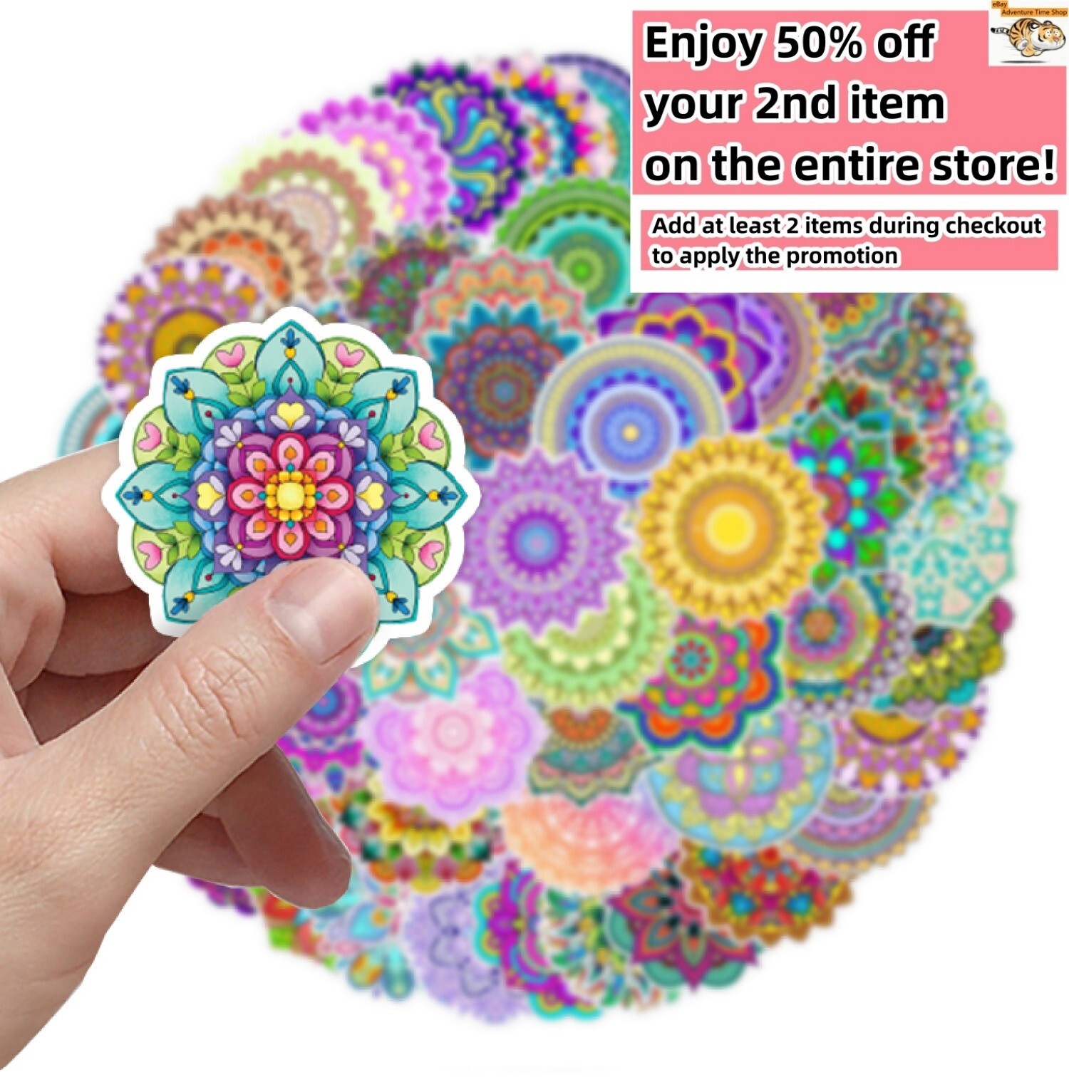 50 Pcs Stickers Mandala Boho Symbol Flowers Luggage Skateboard Laptop Car Vinyl gallery