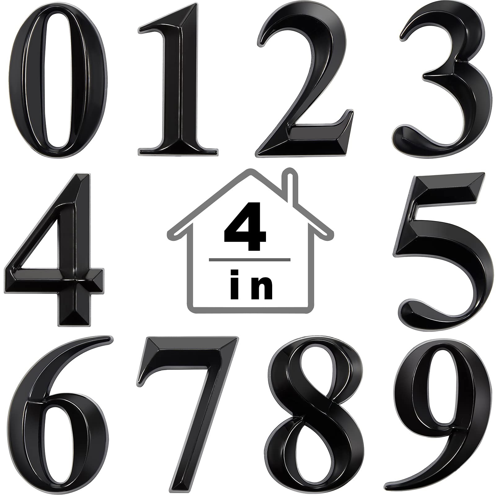 House Numbers 3D Self Adhesive 4x2.5 Inches 0-9 for Mailbox Door Signs - Easy gallery