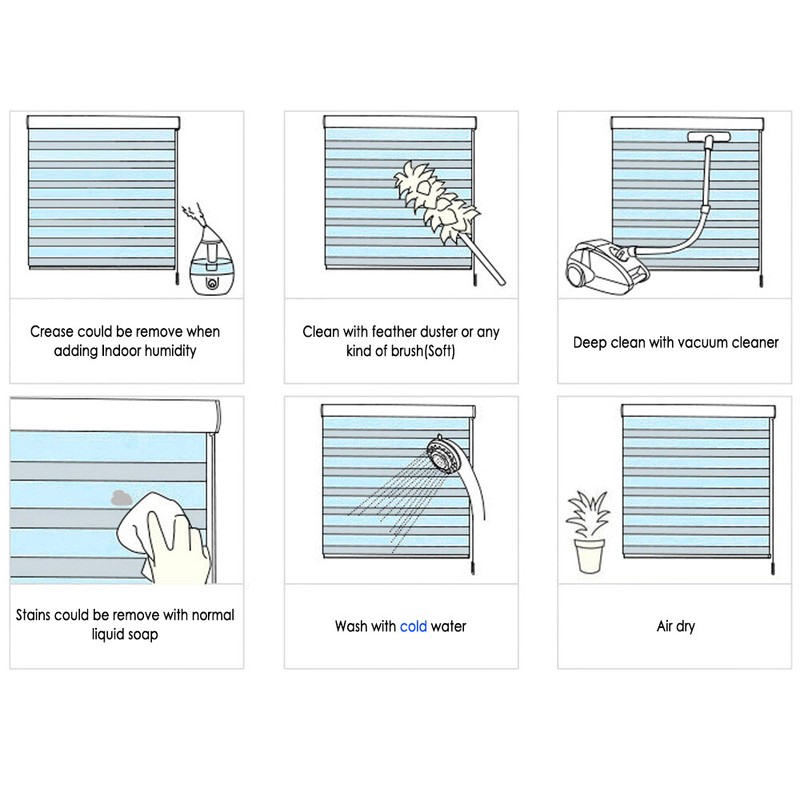 Zebra Roller Blinds [(W)44" x (H)72"] Brown, Cordless, Dual Layer Shades, Sheer gallery