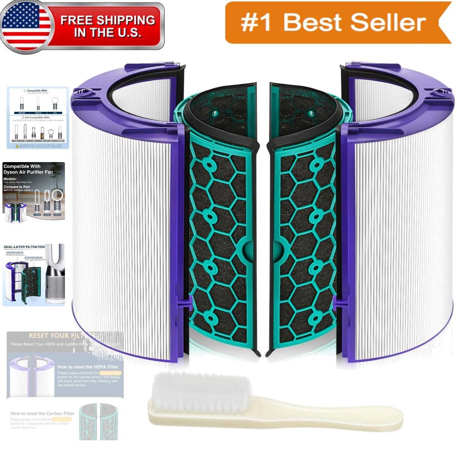 Activated Carbon & Glass HEPA Filter Replacement for Dyson TP05/HP04 Models gallery