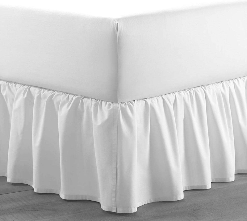 Queen Bed Skirt with Split Corners, Soft Microfiber, 16 Inch Drop, White Soli... gallery