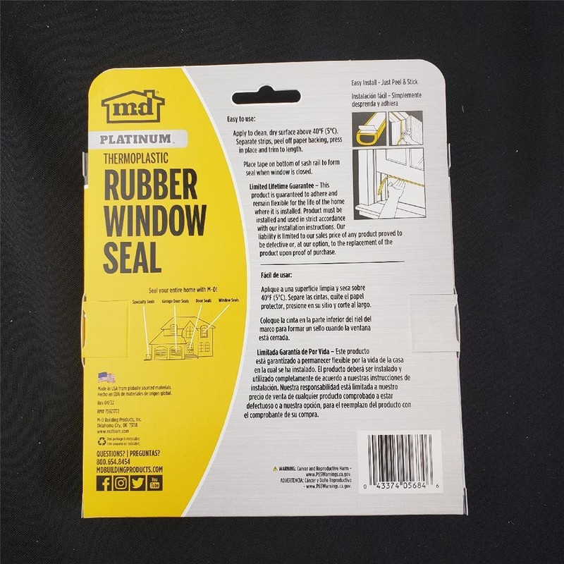 = MD Platinum Thermoplastic Rubber Window Seal Medium White 8-1/2" Strips 05684 gallery