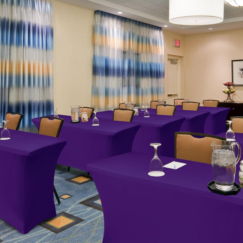4Ft Table Cloth for Rectangle Table-8 Pack Dark Purple Spandex Table Covers-Fitt gallery