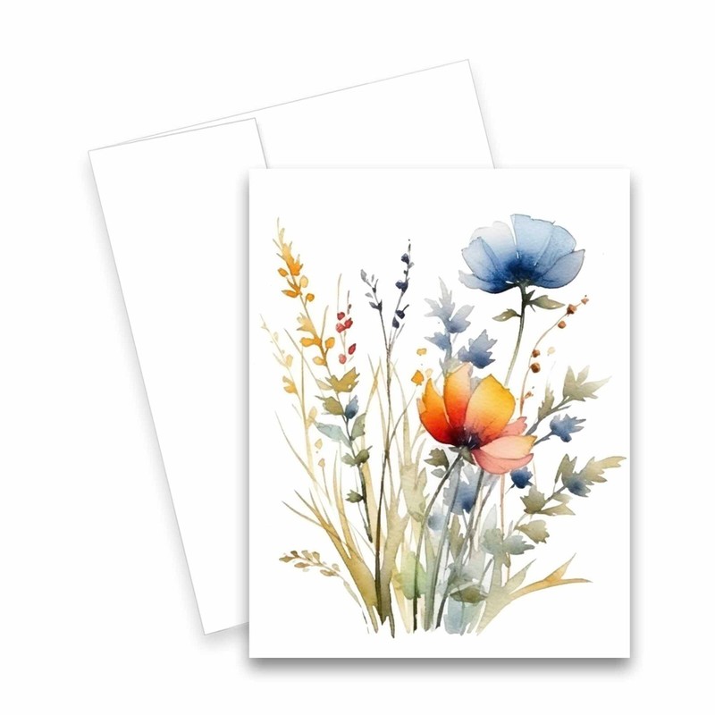 12 Assorted Notecards with envelopes - Watercolor Wildflower ( 2 of each gallery