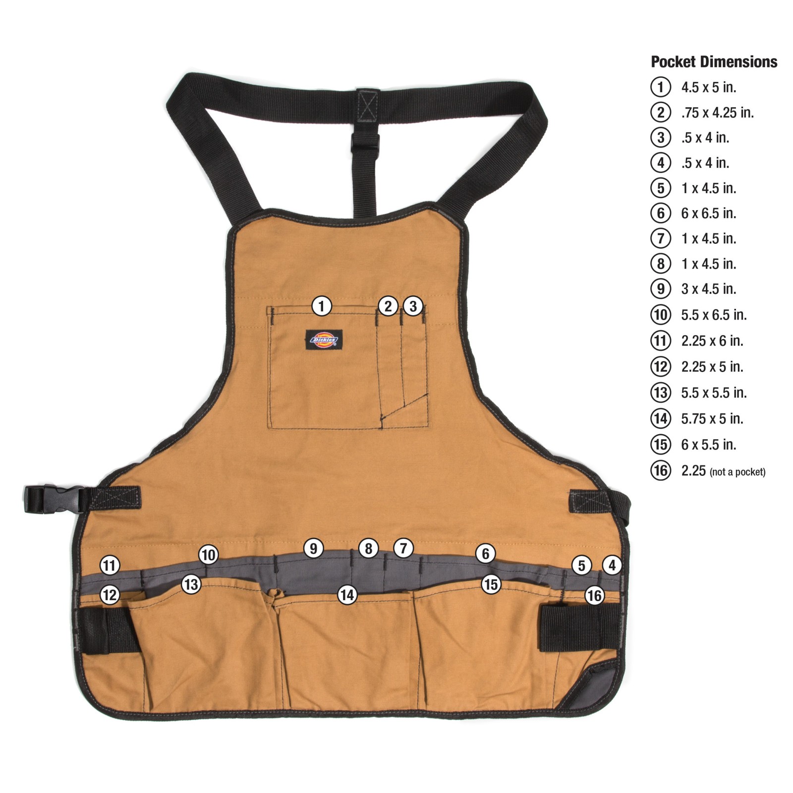 Tool Bib Apron 16 Pocket Woodworking Gardening Carpenter Dickies 57027 gallery