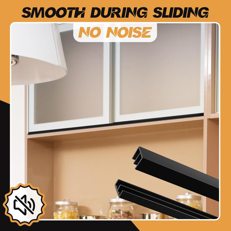 2 Sets Plastic Sliding Door Track Set for Cabinet Double Rails Panel Kit, 1/4" T gallery