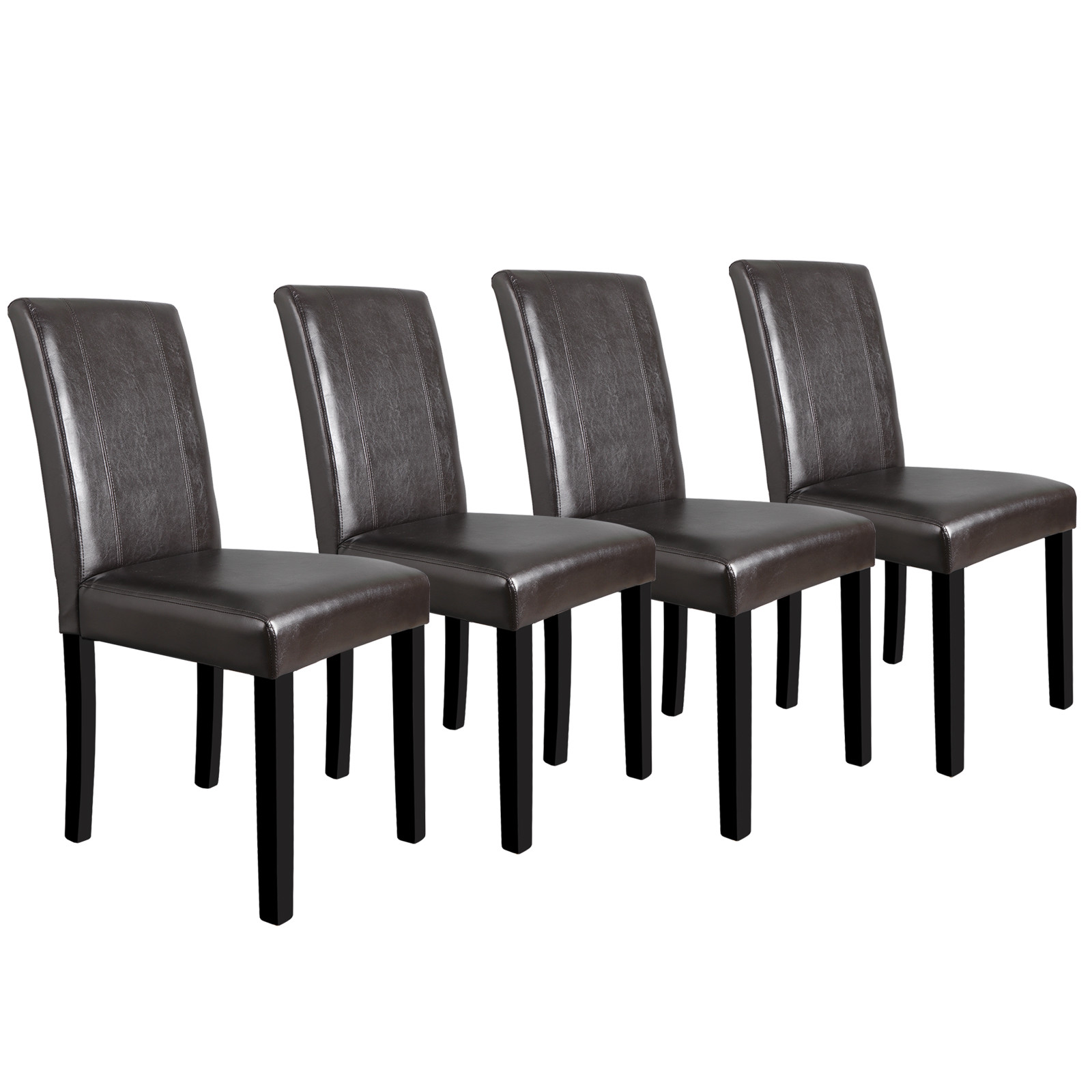 4PCS Dining Room Chairs Formal Parson Chairs With Leather Accent Solid Wood gallery