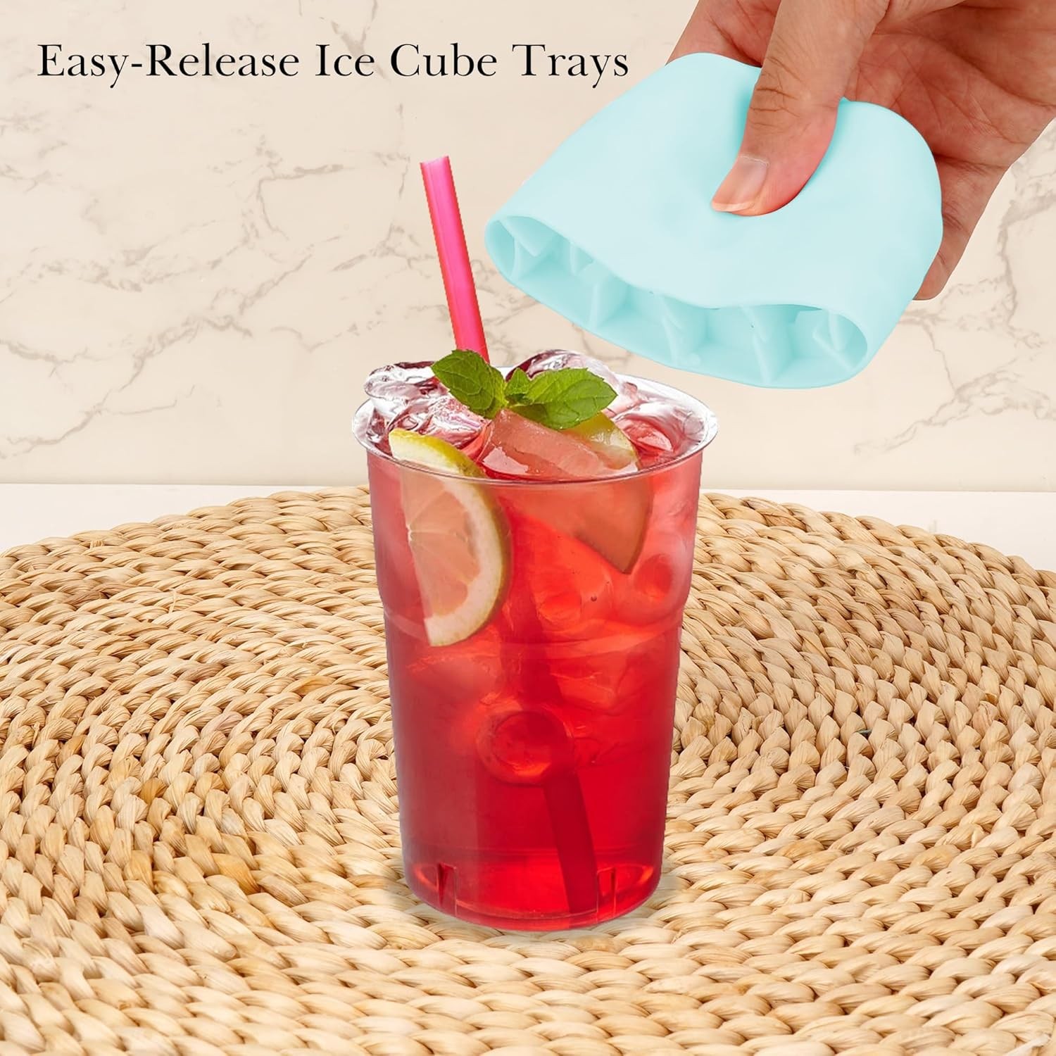 2 Pack Cylinder Silicone Ice Cube Molds, Easy-Release Ice Cube Trays for gallery