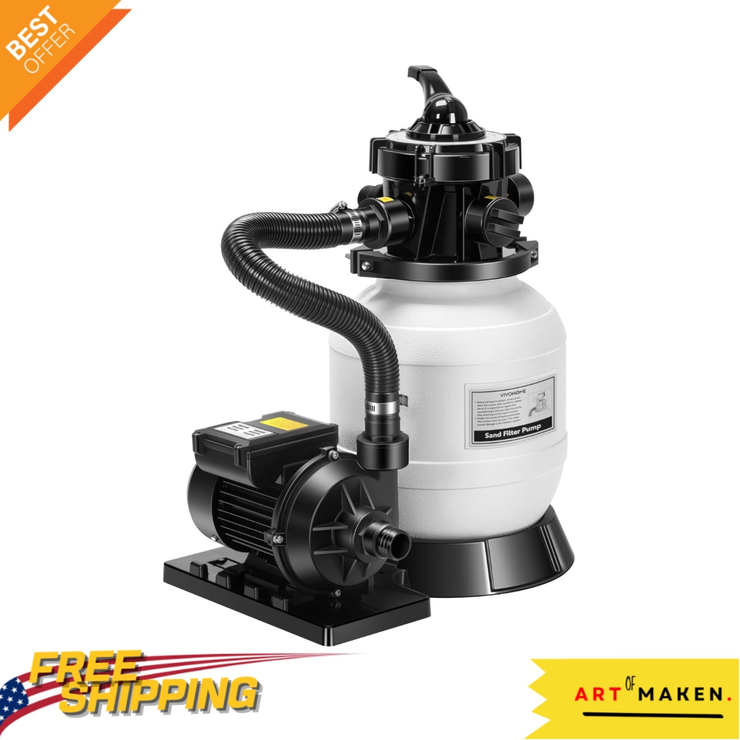 High Capacity 2087 GPH Sand Filter Pump with 7-Way Valve for Quick Filtration gallery