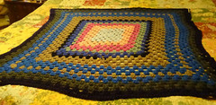 Crochet Afghan Blanket Throw Multicolor 70s square in square