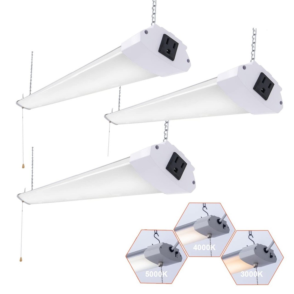 3 Pack LED Shop Light 4FT 48W Linkable Utility Integrated Ceiling Lighting Fi...