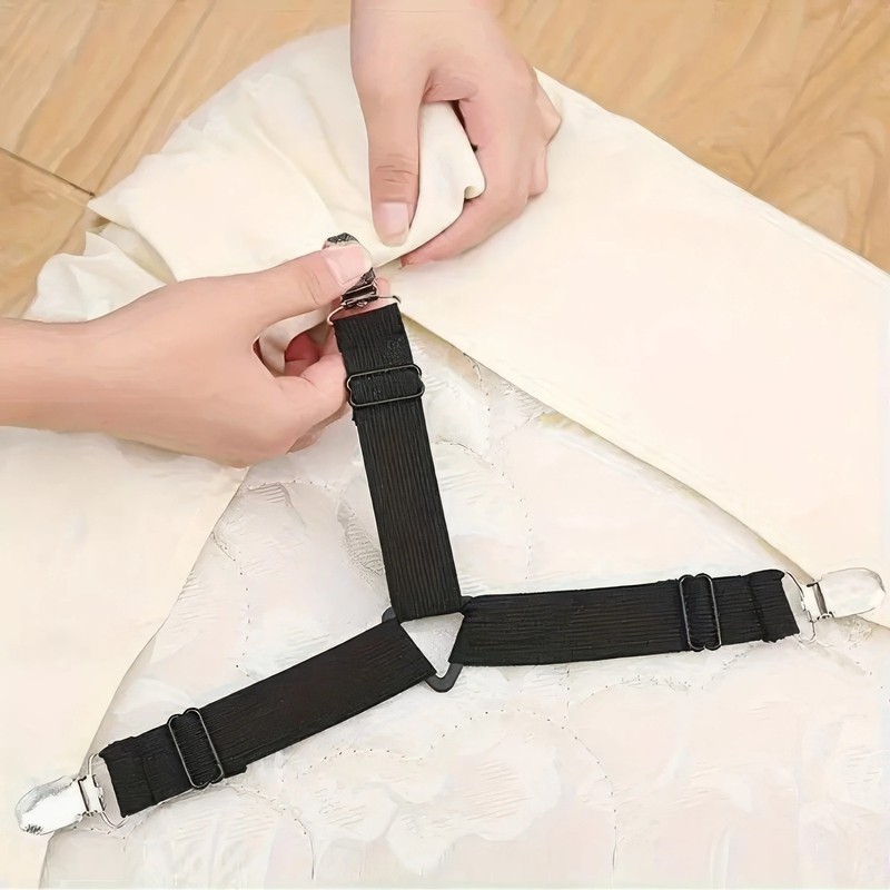 Triangular Bed Sheet Holders 4 Black anti Slip Practical Household Items gallery