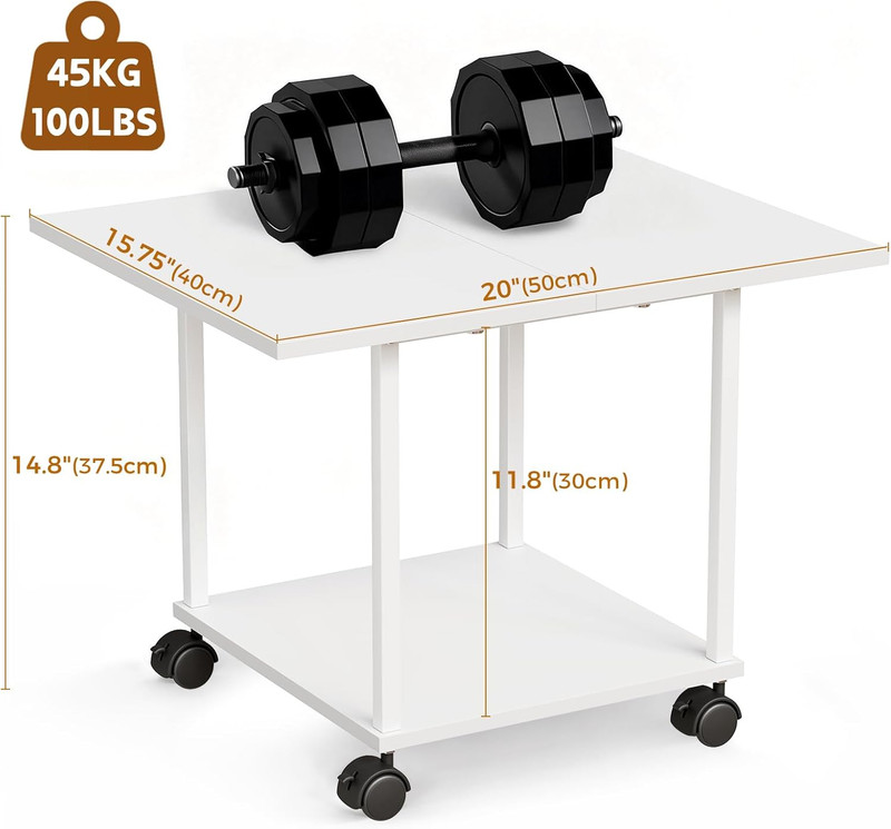 2-Tier Industrial Mobile Printer Stand, Rolling Cart with Storage Shelf, Lockabl gallery