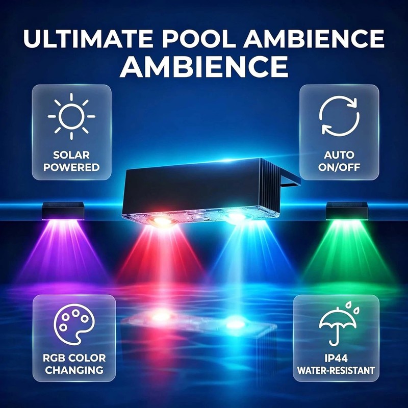 4 Pack Solar Pool Lights for above Ground Pools, Swimming Inground Pool LED Ligh gallery