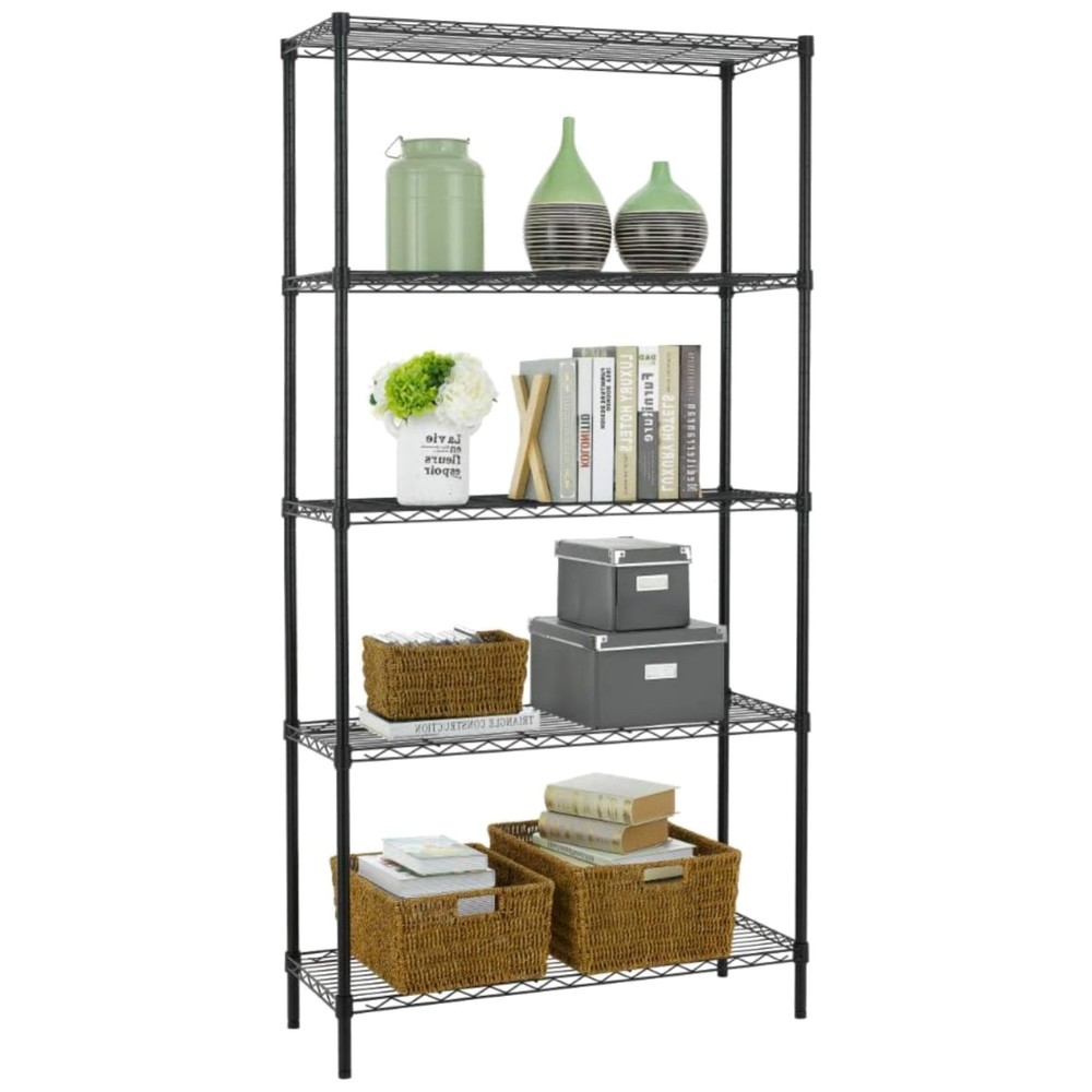 Space-Saving Black Wire Shelf | Adjustable Height, 1250 lbs