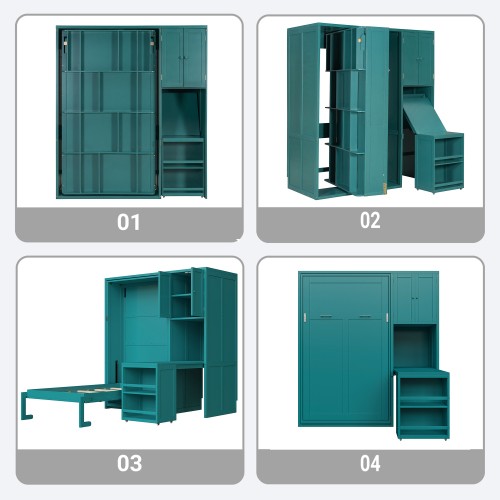Twin Size Murphy Bed Rotating Wall Murphy Beds with Bookshelf Wooden Cabinet Bed gallery