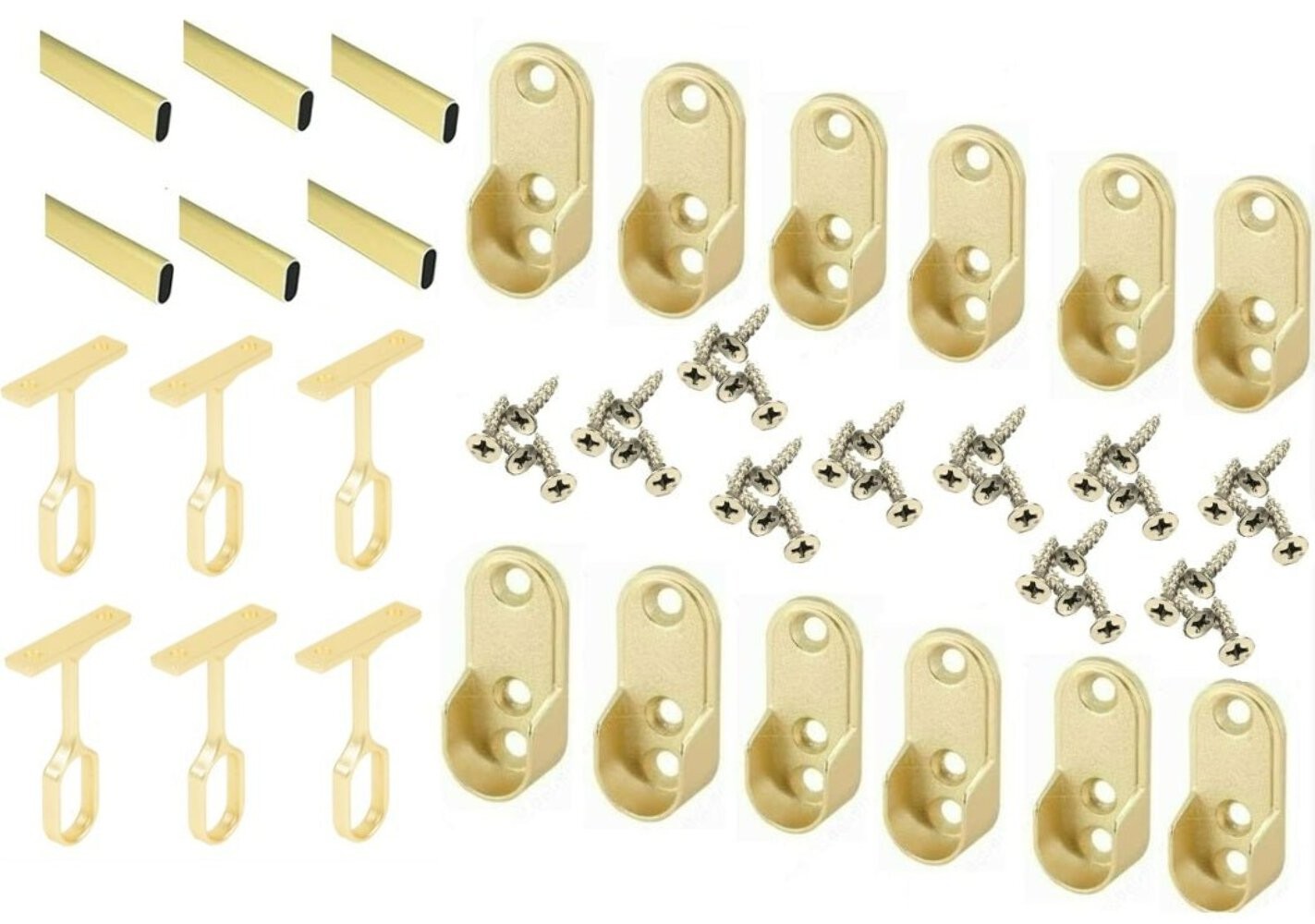6-Case ProPack 8 FT (96") Oval Closet Wardrobe Rods Kit with 12 End Caps and 6 C gallery