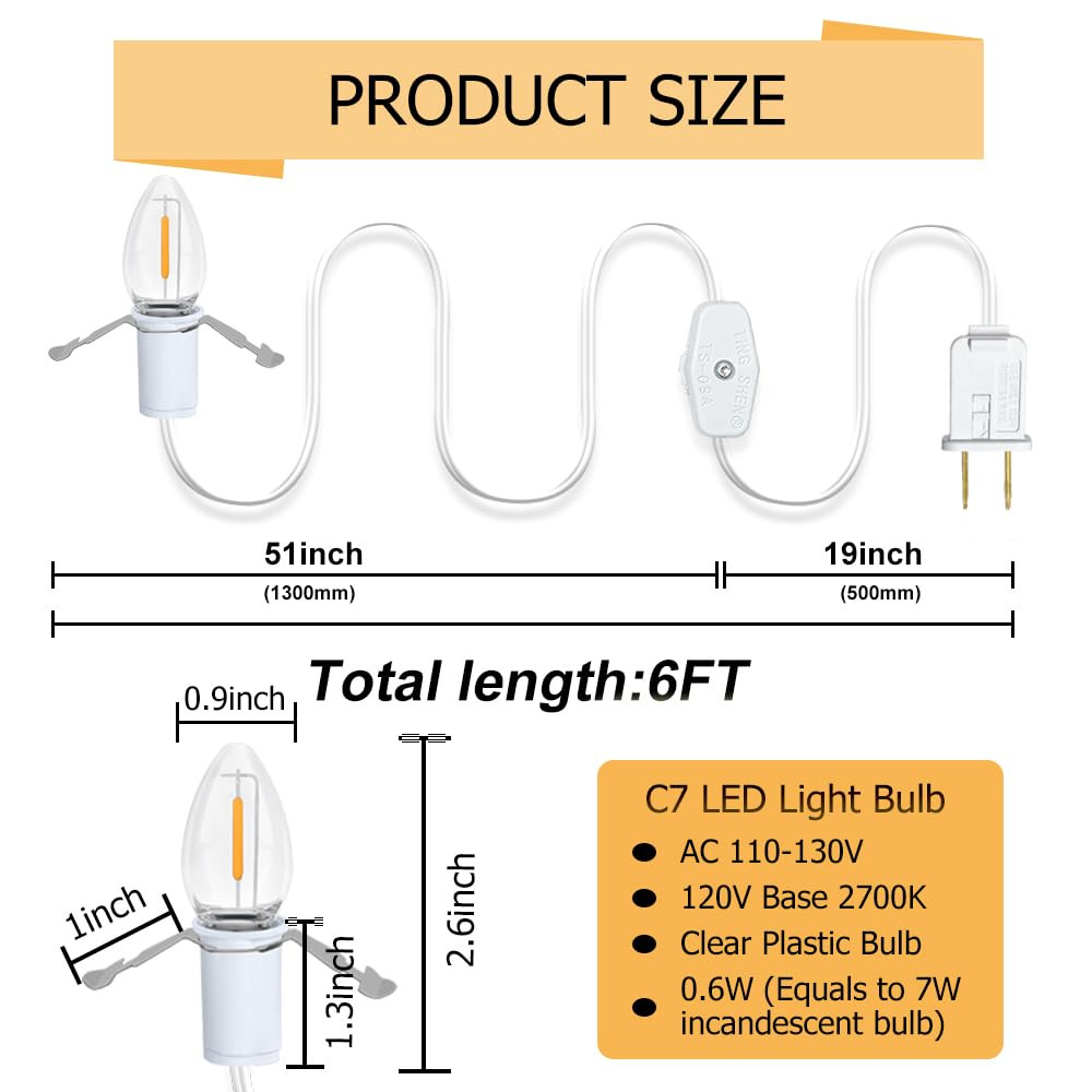 6FT Blow Mold Replacement Light Kit, C7 Clip Lights with One Bulb On/Off Switch gallery