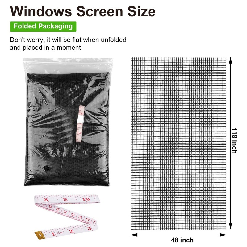 Window Screen Mesh 48x118 Pet Proof Durable Fiberglass Roll Black for Door gallery