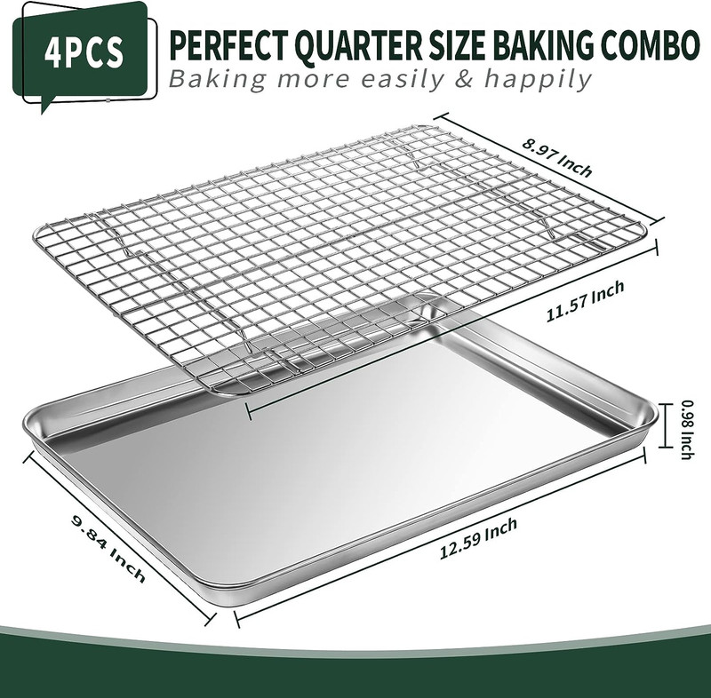Quarter Sheet Pan with Cooling Rack Set Size 12 x 9.8 x 1 Inch gallery